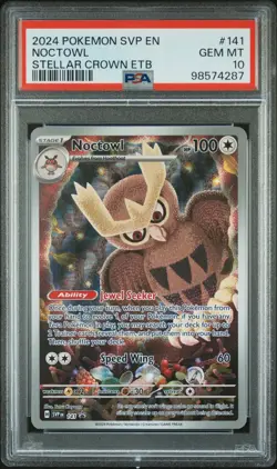 2024 POKEMON SVP EN-SV BLACK STAR PROMO #141 NOCTOWL PSA 10 - Image 1