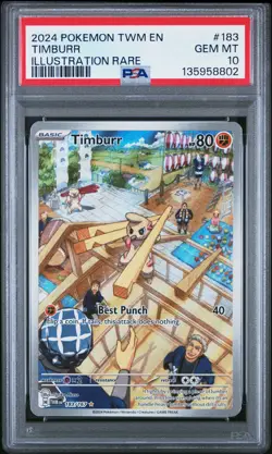 2024 POKEMON TWM EN-TWILIGHT MASQUERADE ILLUSTRATION RARE #183 TIMBURR PSA 10 - Image 1