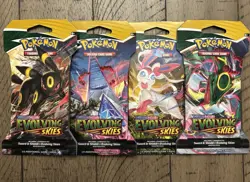 Pokemon TCG Evolving Skies Sleeved Booster Packs Complete Art Set 4 Packs - Image 1