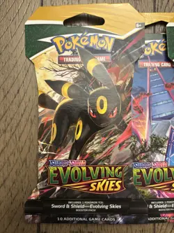 Pokemon TCG Evolving Skies Sleeved Booster Packs Complete Art Set 4 Packs - Image 3