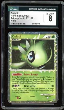 2010 Pokemon Triumphant #92 Celebi Prime CGC 8 NM/Mint - Image 1