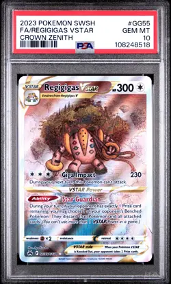 2023 POKEMON SWORD & SHIELD CROWN ZENITH #GG55 FULL ART/REGIGIGAS VSTAR PSA 10 - Image 1