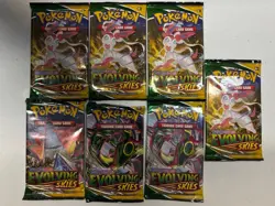 Pokemon TCG Factory Sealed Sword And Shield Evolving Skies Booster 7 Pack Lot - Image 1