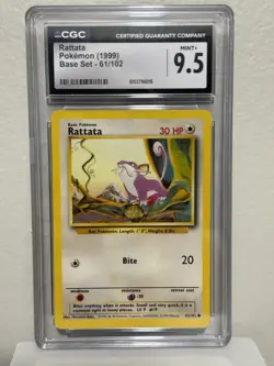 Rattata 061/102 CGC 9.5 Mint+ Base Set Pokemon TCG Vintage Graded Card - Image 1