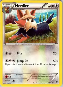 Pokemon TCG Herdier XY Base Set 109/146 Regular Uncommon Card Played LP - Image 1