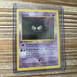Gastly 50/102 Shadowless 1st Edition Base Set Off Center Pokemon Card OC LP-MP - Image 1