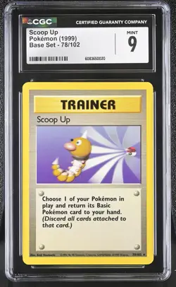 CGC 9 MINT Scoop Up 1999 Base Set 78/102 Pokemon Card - Image 1