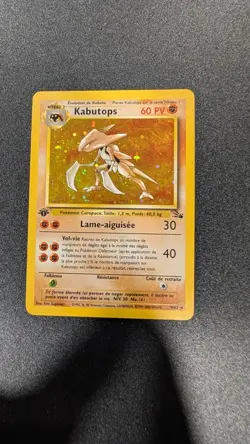 Pokemon 1st Edition Kabutops Holo Rare Unlimited Card 9/62 Fossil, FRENCH, LP - Image 1