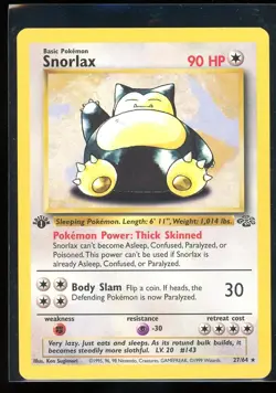 1999 Pokemon TCG Snorlax Jungle Card 27/64 1st Edition Rare Non Holo LP+ - Image 1