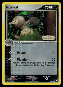 Pokemon Card - Nuzleaf Legend Maker 41/92 Uncommon Reverse Holo Stamped - Image 1