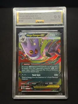 AGS 9.5 MINT+ Mega Gengar Ex 056/094 HOLO RARE Phantasmal Flames Pokemon Card - Image 1