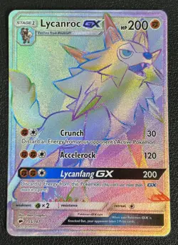 Lycanroc GX 155/147 Burning Shadows Rainbow Secret Rare Pokemon TCG Card NM - Image 1