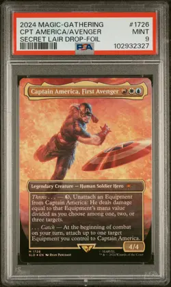 2024 MTG SECRET LAIR DROP FOIL #1726 CAPTAIN AMERICA, FIRST AVENGER PSA 9 - Image 1
