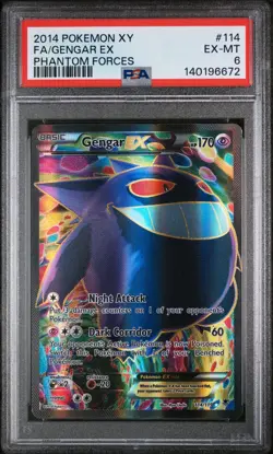 2014 POKEMON XY PHANTOM FORCES #114 FULL ART/GENGAR EX PSA 6 - Image 1