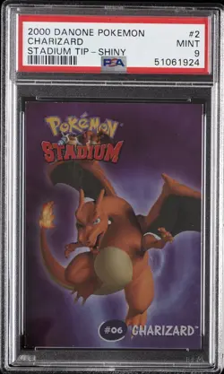 2000 DANONE POKEMON STADIUM TIP SHINY #2 CHARIZARD PSA 9 - Image 1