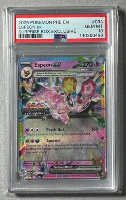 Pokemon Prismatic Evolutions Espeon ex 034/131 Surprise Box Stamped PSA 10 - Image 1