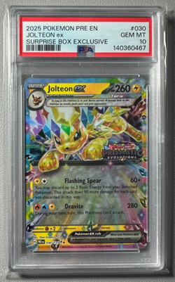 Pokemon Prismatic Evolutions Jolteon ex 030/131 Surprise Box Stamped PSA 10 - Image 1
