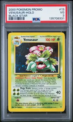 2000 Pokemon Game Venusaur Holo #13 Base II PSA 3-Black Star - Image 1