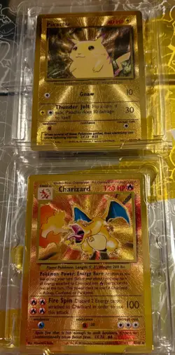 Pokemon Celebrations 25TH Anniversary Charizard & Pikachu UPC Gold Metal Promo - Image 1