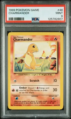 1999 POKEMON BASE SET UNLIMITED #46 CHARMANDER PSA 9 - Image 1