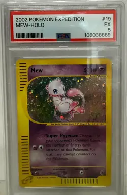 2002 Pokemon Expedition Mew #19 Excellent PSA 5 w/ Beautiful Swirl - Image 1