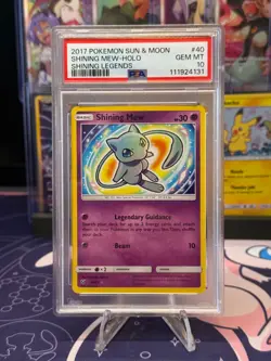 New Cert! 2017 POKEMON SUN & MOON SHINING LEGENDS #40 SHINING MEW-HOLO PSA 10 - Image 1