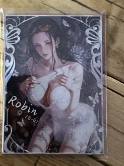 One Piece CCG Goddess Nico Robin Metal Card - White Lacy Lingerie - Spicy - Image 1