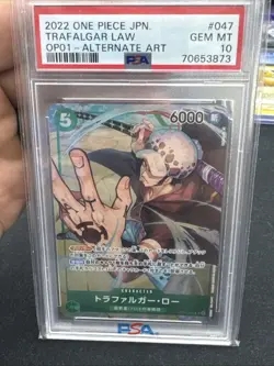 PSA 10 GEM MINT JAPANESE ONE PIECE 2022 TRAFALGAR LAW OP01-047 ALTERNATE ART - Image 1
