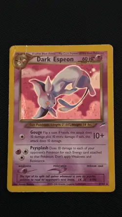 Pokemon TCG Dark Espeon Neo Destiny Holo Unlimited Rare Card 4/105 HP/Damaged - Image 1