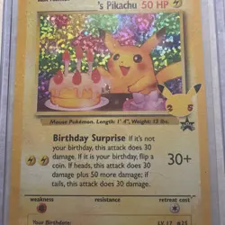 Pokemon TCG Birthday Pikachu Holo Rare Celebrations Card Mint Condition - Image 5