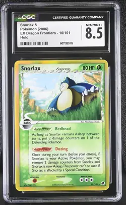 CGC 8.5 Snorlax 2006 EX Dragon Frontiers 10/101 Holo Pokemon Card - Image 1