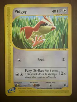 Pidgey 2002 Pokemon Vintage Card # 123/165 Expedition E-Reader Non Holo LP - Image 1