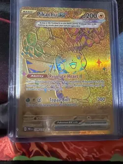 Pokemon TCG Gold Pikachu EX Prismatic Evolutions Holo Card 179/131 - Image 1