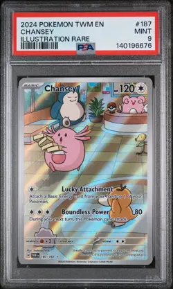 Pokemon 2024 Chansey 187/167 Illustration Rare Twilight Masquerade PSA 9 - Image 1