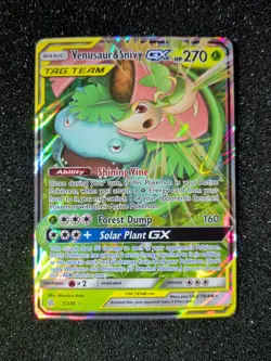 Venusaur & Snivy GX -NM-1/236 Sun&Moon-Cosmic Eclipse Pokemon TCG - Image 1