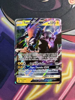 2017 Pokemon Sun & Moon Promo Tapu Koko GX Full Art MP SM50 TCG - Image 1