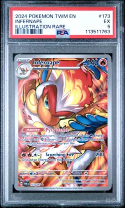 2024 POKEMON TWM EN-TWILIGHT MASQUERADE ILLUSTRATION RARE #173 INFERNAPE PSA 5 - Image 1