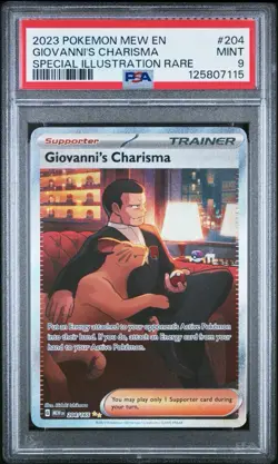 GIOVANNI'S CHARISMA #204 SPECIAL ILLUSTRATION RARE 2023 POKEMON MEW EN 151 PSA 9 - Image 1