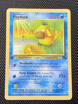 Psyduck 53/62 1st Edition Pokemon Fossil Vintage WOTC 1999 LP/NM - Image 1