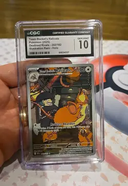 2025 POKEMON DESTINED RIVALS ILLUSTRATION RARE #202 TEAM ROCKETS RATICATE CGC 10 - Image 1