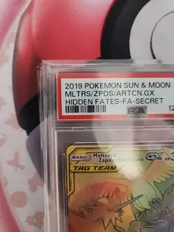 Pokemon Moltres & Zapdos & Articuno GX 69/68 Hidden Fates PSA 9 Secret Rare NM - Image 3
