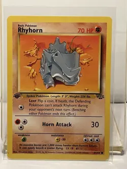 Pokemon TCG Rhyhorn Jungle 61/64 Regular 1st Edition Common - Image 1