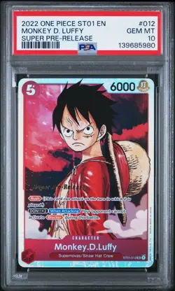 2022 ONE PIECE ST01-012 MONKEY D. LUFFY SUPER PRE-RELEASE PSA 10 GEM MINT - Image 1