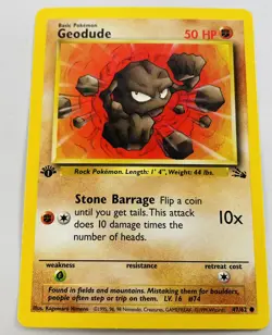 Geodude 47/62 First Edition Fossil Set Non-Holo Pokemon Card 1999 WOTC - Image 1