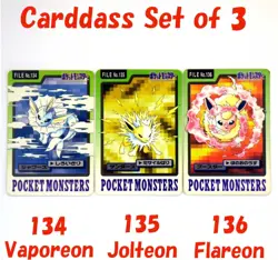 Vaporeon Jolteon Flareon 134 135 136 Prism Carddass 1997 Bandai Janapese Card LP - Image 1