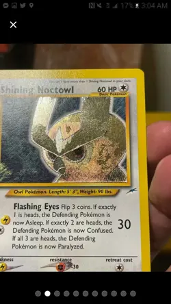 1st Edition Shining Noctowl 110/105 - Neo Destiny - Pokemon Card - LP Condition - Image 2