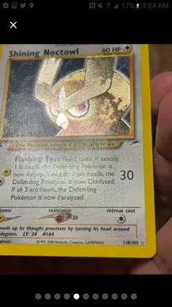 1st Edition Shining Noctowl 110/105 - Neo Destiny - Pokemon Card - LP Condition - Image 5
