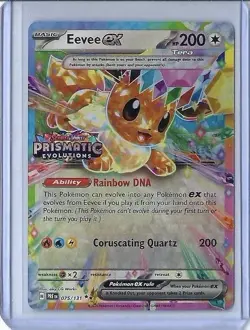 Pokemon Prismatic Evolutions Surprise Eevee EX 75/131 Stamped Promo Trading Card - Image 1