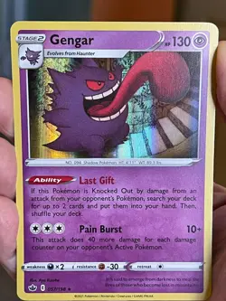 POKEMON GENGAR 057/198 RARE HOLOFOIL CHILLING REIGNS NM CARD - Image 1