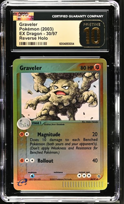 CGC 10 PRISTINE Graveler 30/97 Pokemon Card EX Dragon Reverse Holo - Image 1
